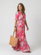Ione | Sleeveless floral midi dress with V-neck